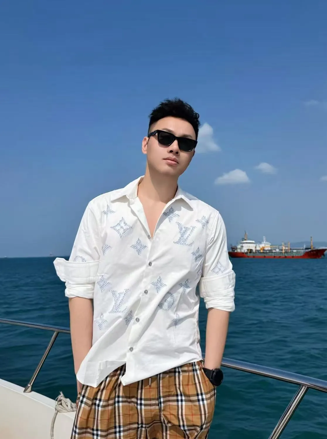 Louis Vuitton/Louis Vuitton dark pattern old flower lapel shirt